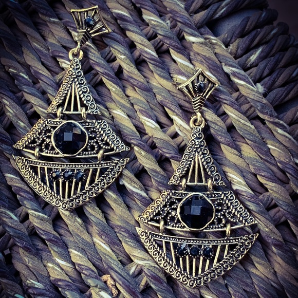 Antique Silver Boho Garnet Lantern Earrings - Picture 2 of 8